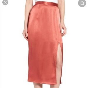 Wayf satin midi skirt